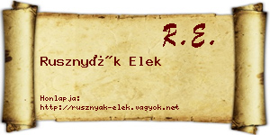 Rusznyák Elek névjegykártya